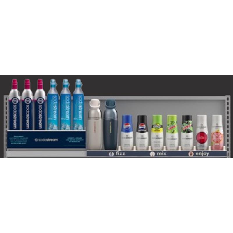 6 in. H X 47 in. W X 12 in. D White Plastic Flavor and CO2 Cylinder Display