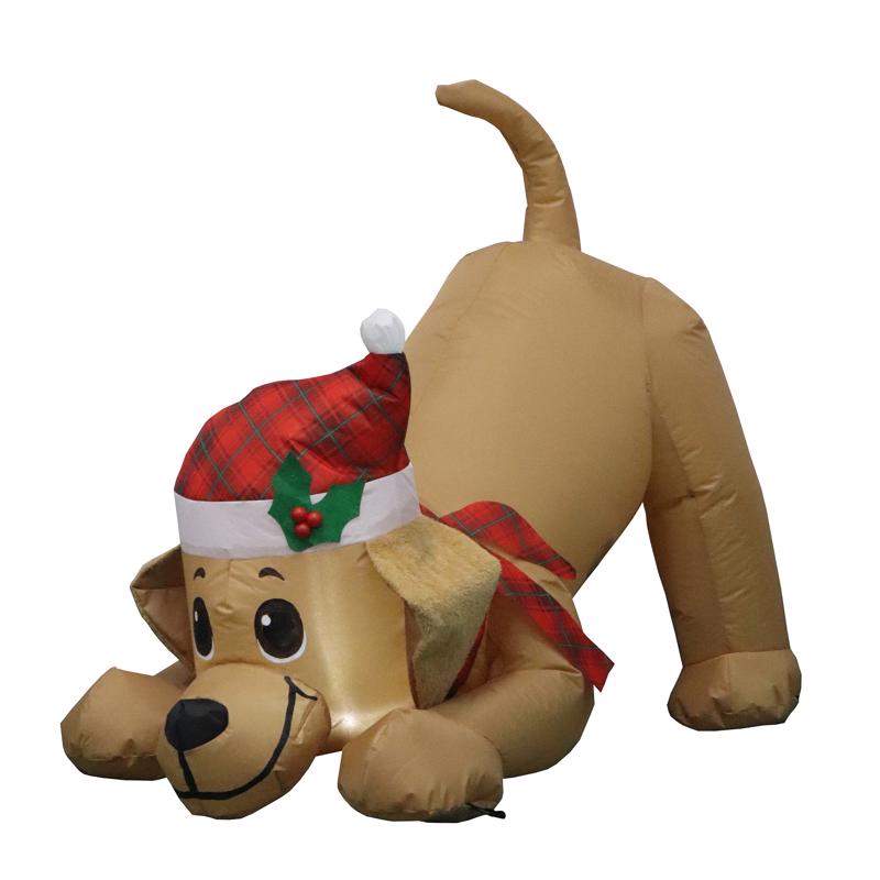Celebrations Yellow Dog with Santa Hat 6 ft. Inflatable