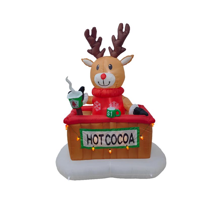 Celebrations Reindeer Hot Cocoa Stand 7 ft. Inflatable