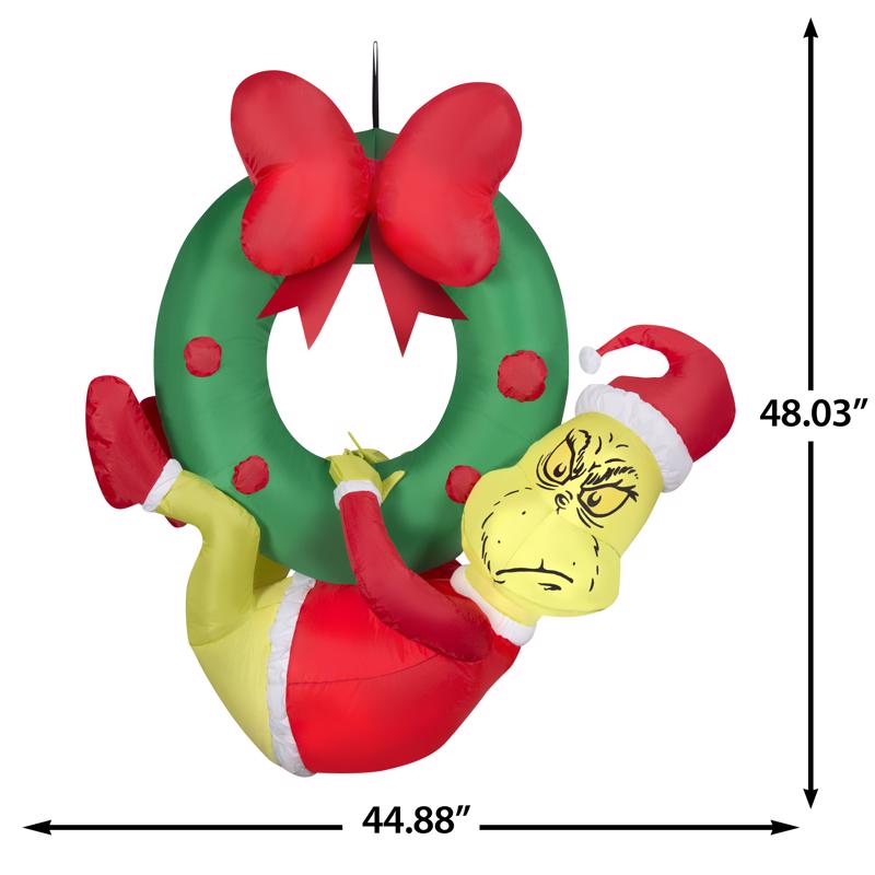 Gemmy Grinch Hanging from Wreath 4 ft. Inflatable