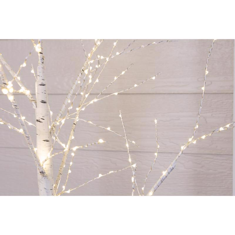 Celebrations LED Warm White Micro Seed Birch Tree 5 ft. Yard Decor