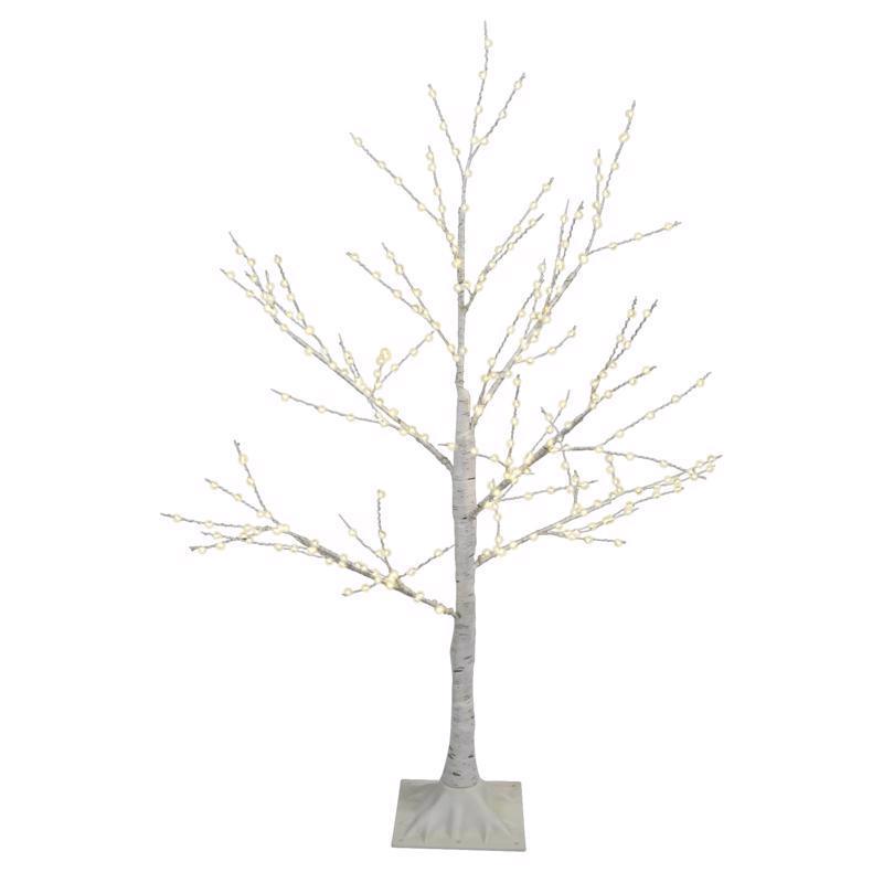 Celebrations LED Warm White Micro Seed Birch Tree 4 ft. Yard Decor