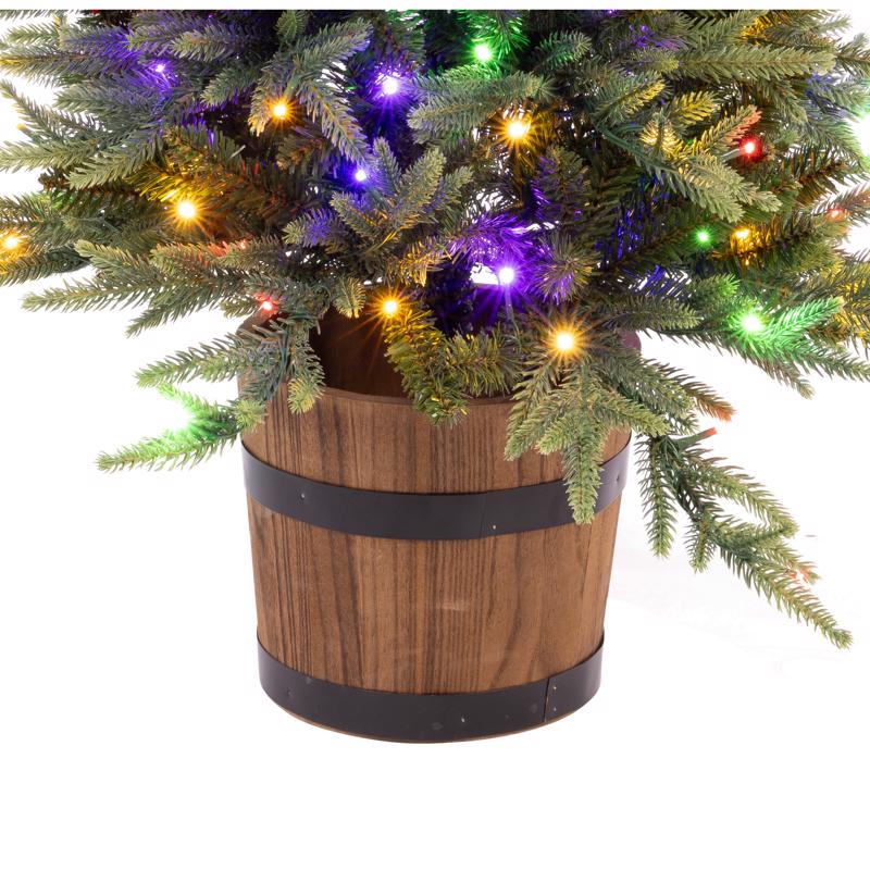 Celebrations 4 ft. Full LED 150 ct Maclura Pine Sparkle w/Barrel Stand Christmas Tree