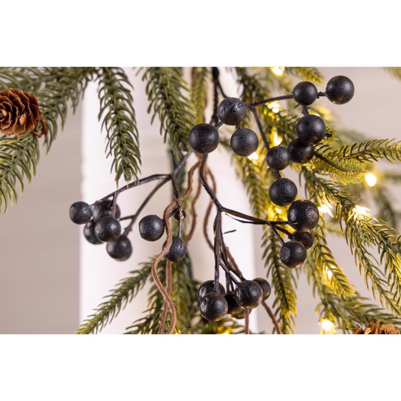 Celebrations 6 ft. L LED Warm White Rustic Norfolk With Berries and Pinecones Garland