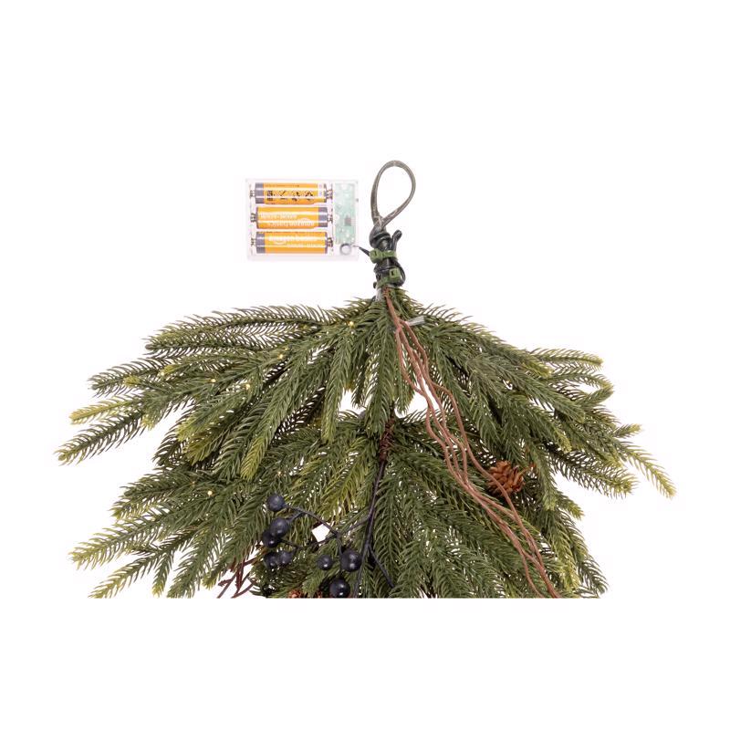 Celebrations 20 in. D X 3 ft. L LED Clear/Warm White Rustic Norfolk Teardrop Swag