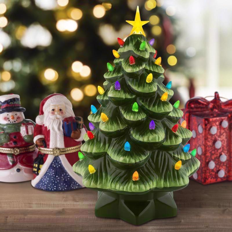 Mr. Christmas LED Green Tree Table Decor 12 in.