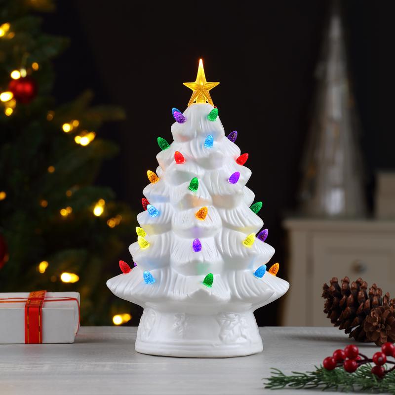 Mr. Christmas LED White Tree Table Decor 12 in.