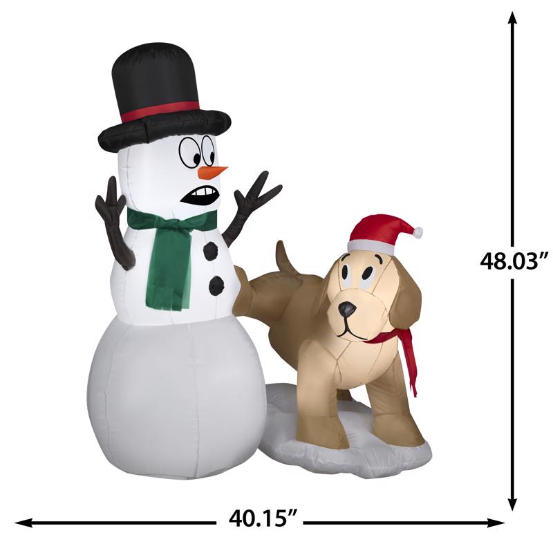 Gemmy Christmas Golden Retriever w/Snowman Scene 48 in. Inflatable