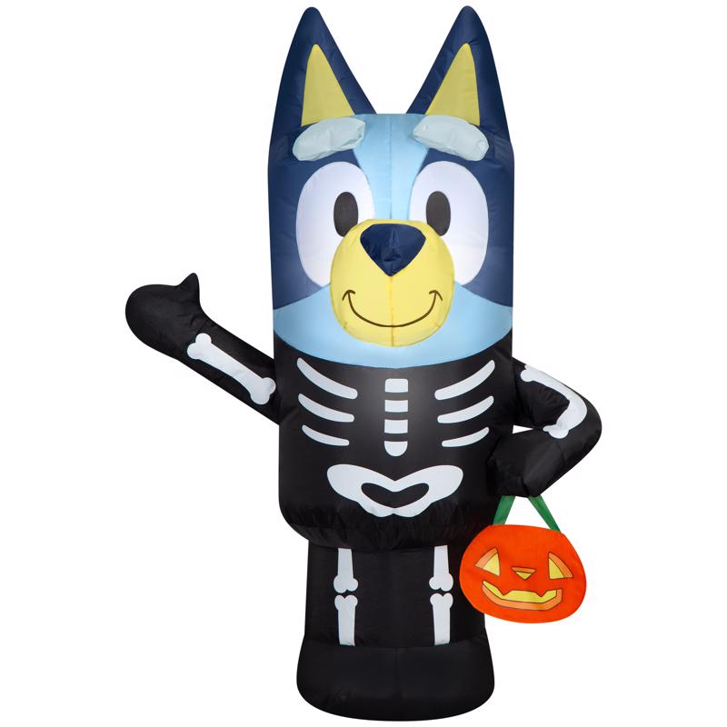 Bluey 3.5 ft. Prelit Bluey Skeleton with Pumpkin Inflatable