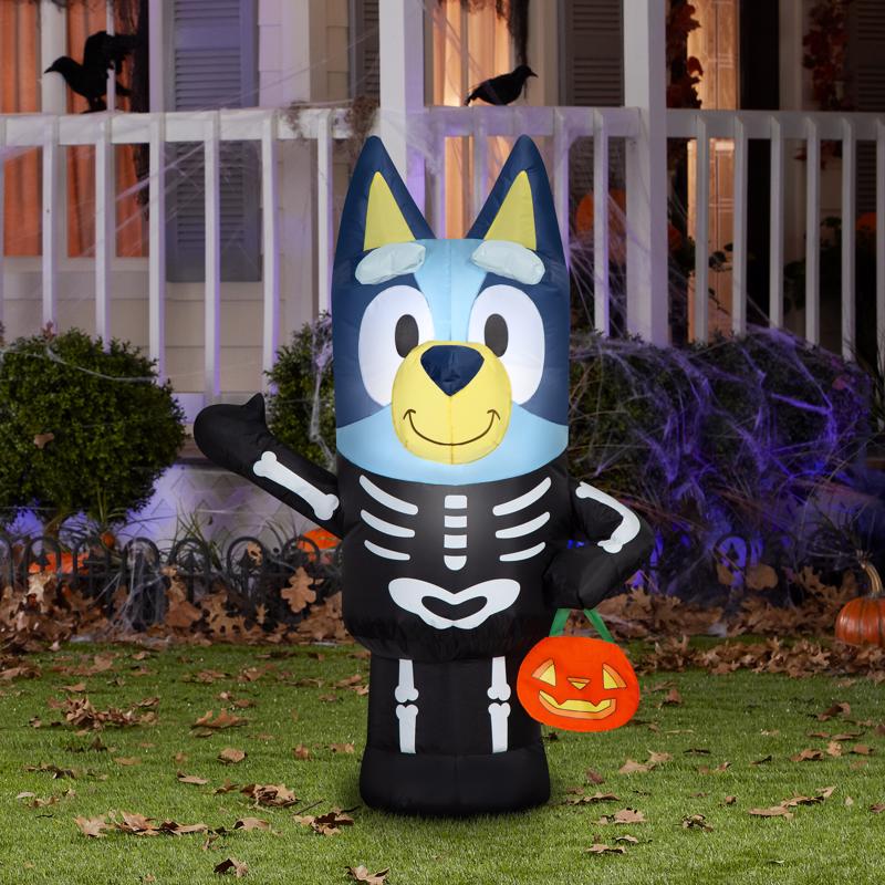 Bluey 3.5 ft. Prelit Bluey Skeleton with Pumpkin Inflatable