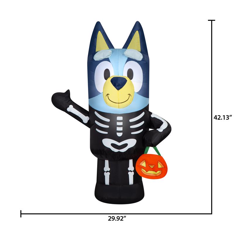 Bluey 3.5 ft. Prelit Bluey Skeleton with Pumpkin Inflatable