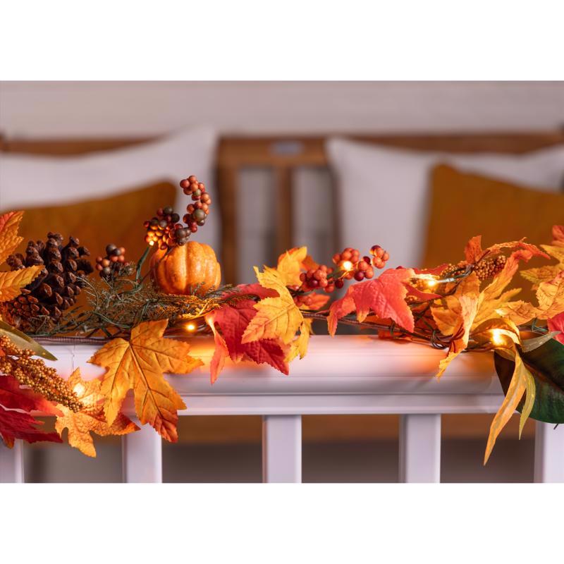Celebrations Multicolored 35 ct 9 ft. LED Fall Harvest Garland