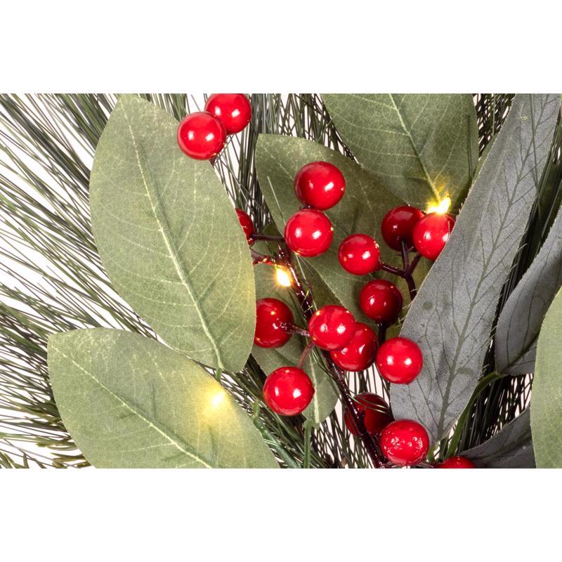 Celebrations LED Holiday Pine and Berry Spray Set of 3 Stem 24 in.
