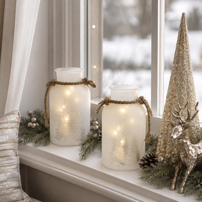 Gerson Lighted Holiday Glass Lantern 7.25 in.