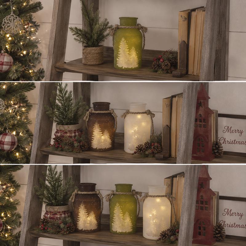 Gerson Lighted Holiday Glass Lantern 7.25 in.