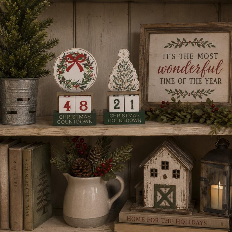 Gerson Wooden Christmas Countdown Calendar Table Decor