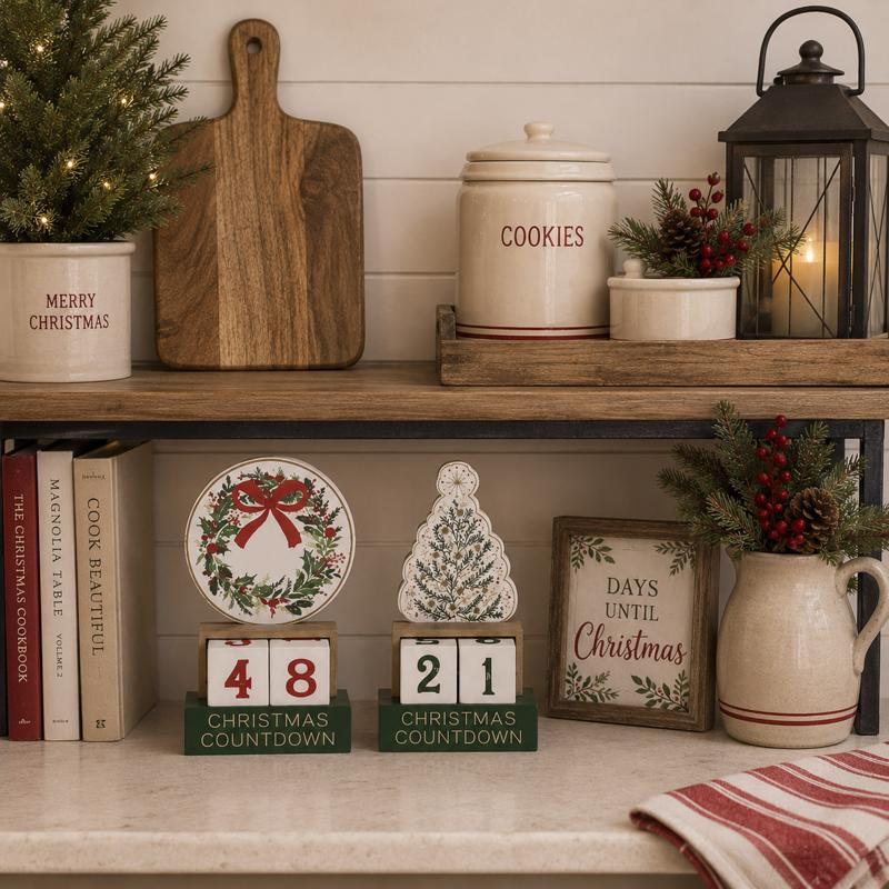 Gerson Wooden Christmas Countdown Calendar Table Decor