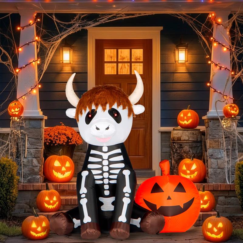 Seasonal Creations 5 ft. Prelit Highland Cow Inflatable