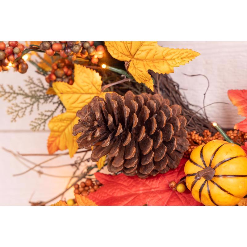 Celebrations 35 ct 24 in. LED Orang/Yellow Fall Wreath