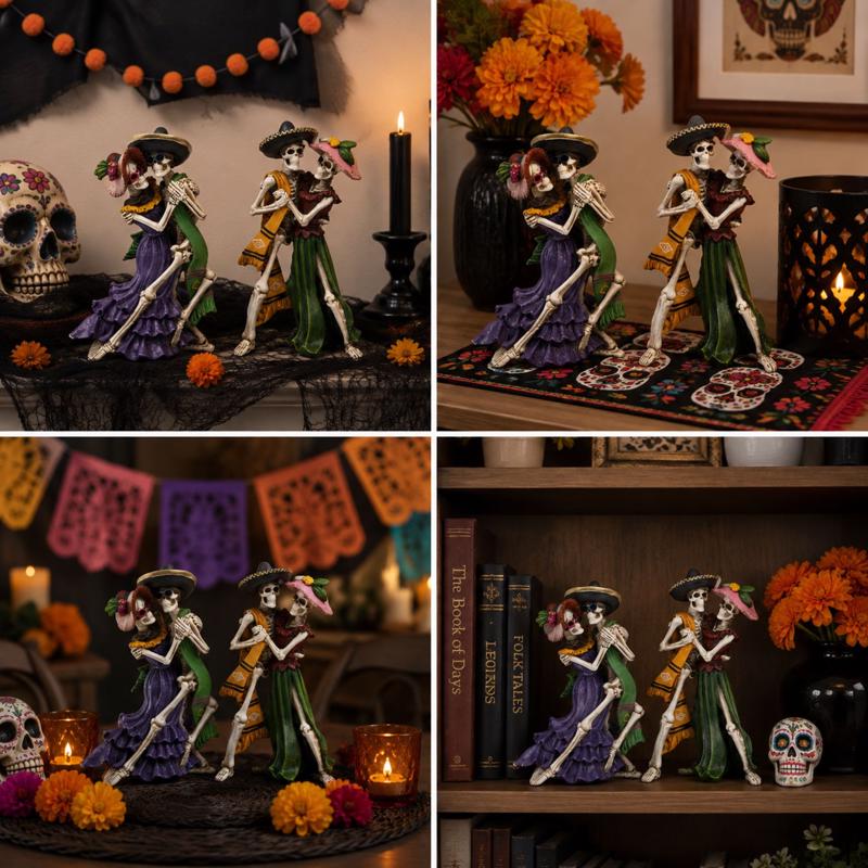 Gerson Resin Day of the Dead Dancing Couple Halloween Decor