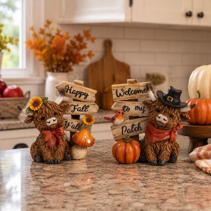 Gerson Resin Harvest Highland Cow Fall Decor