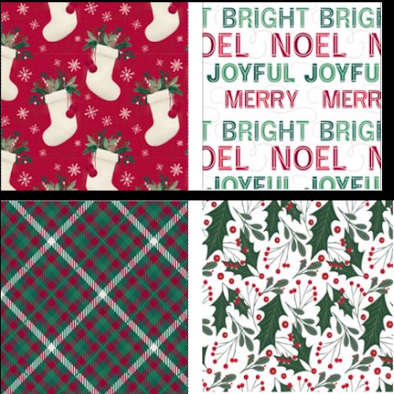 Paper Images Traditional Assorted Christmas stockings/Noel/Joyful/Merry and Bright/Plaid/Leaves and