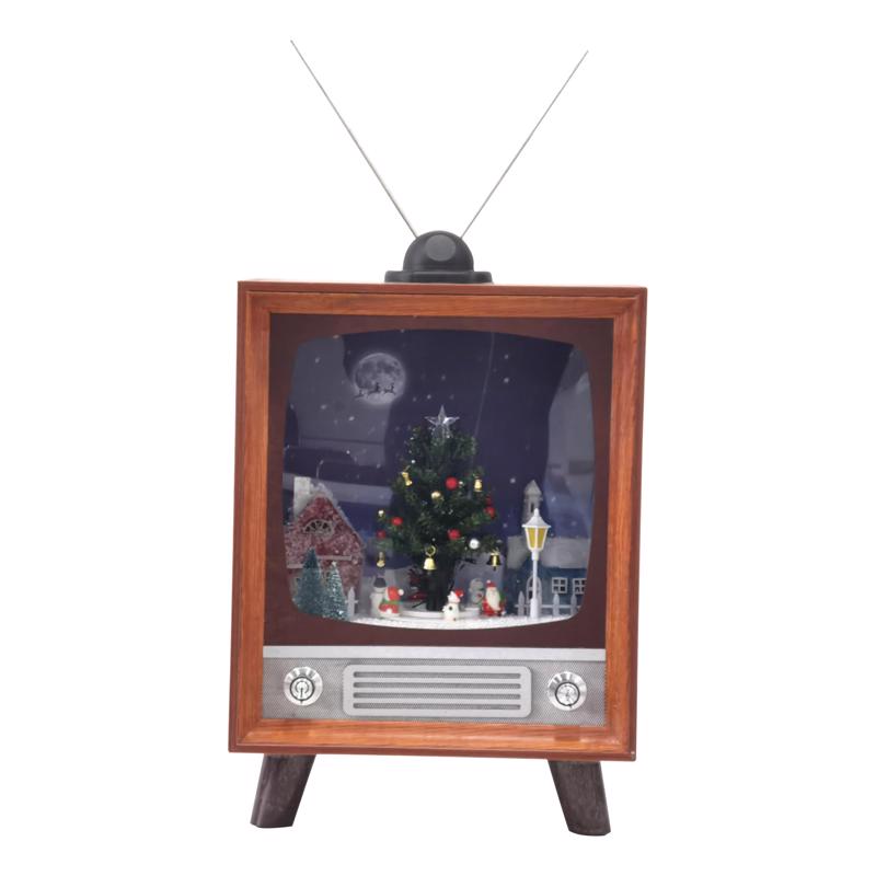 Glory Haus Large Retro TV with Christmas Scene Table Decor
