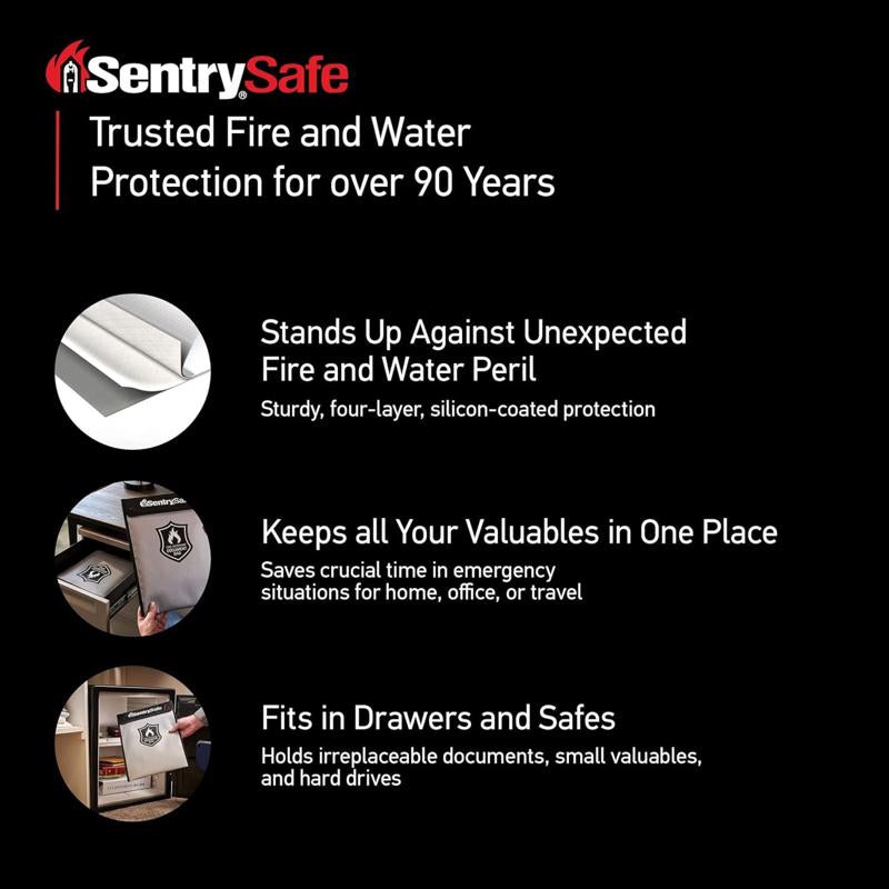 Sentry Safe 0.1 cu ft Black/Gray Fire-Resistant Bag
