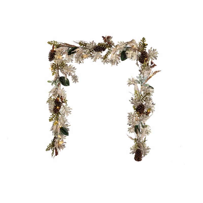 WARM WHITE NEUTRAL FALL WREATH AND GARLAND B/O BUNDLE