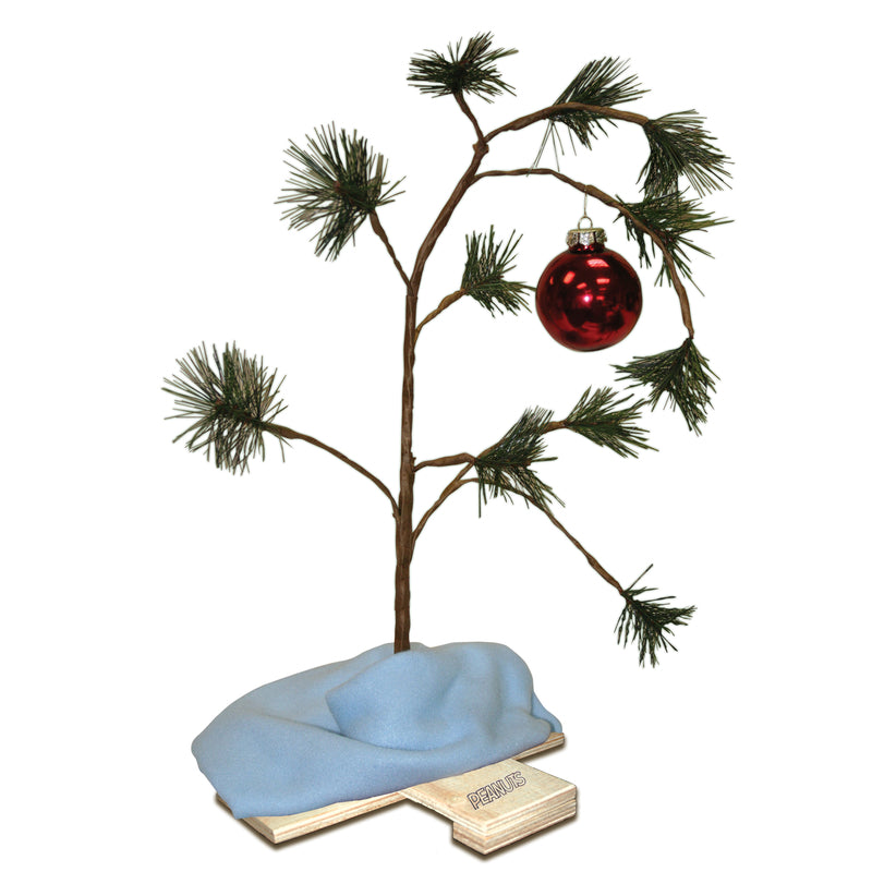ProductWorks 24" Charlie Brown Christmas Tree with Linus's Blanket Holiday Décor, Classic Ornament