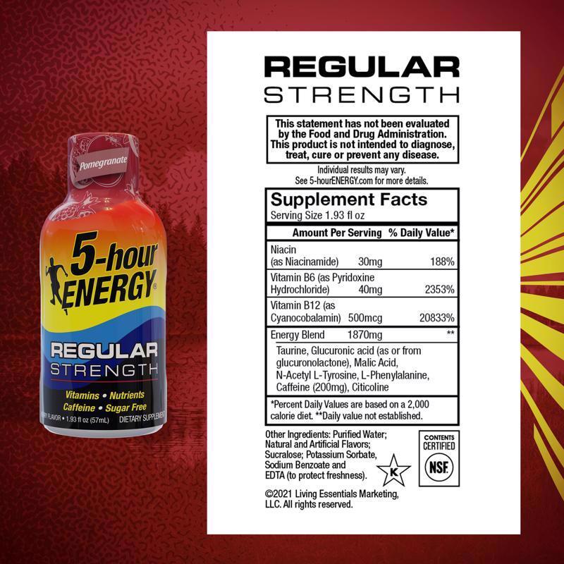5-hour Energy Regular Strength Sugar Free Pomegranate Energy Shot 1.93 oz