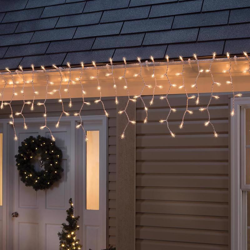 Celebrations Incandescent Icicle Light Set Clear 17 ft. 300 Lights