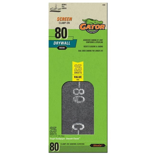 Gator 11 in. L X 4.25 in. W 80 Grit Silicon Carbide Drywall Sanding Screen 1 pk