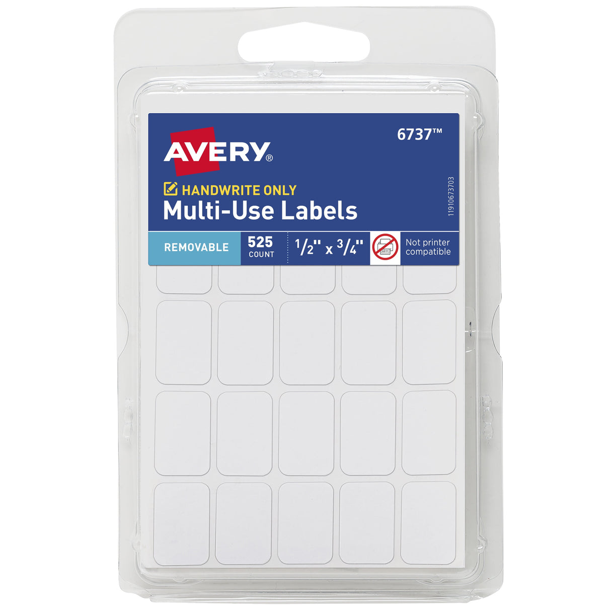 Avery 1/2 in. H X 3/4 in. W Rectangular White Labels 525 pk