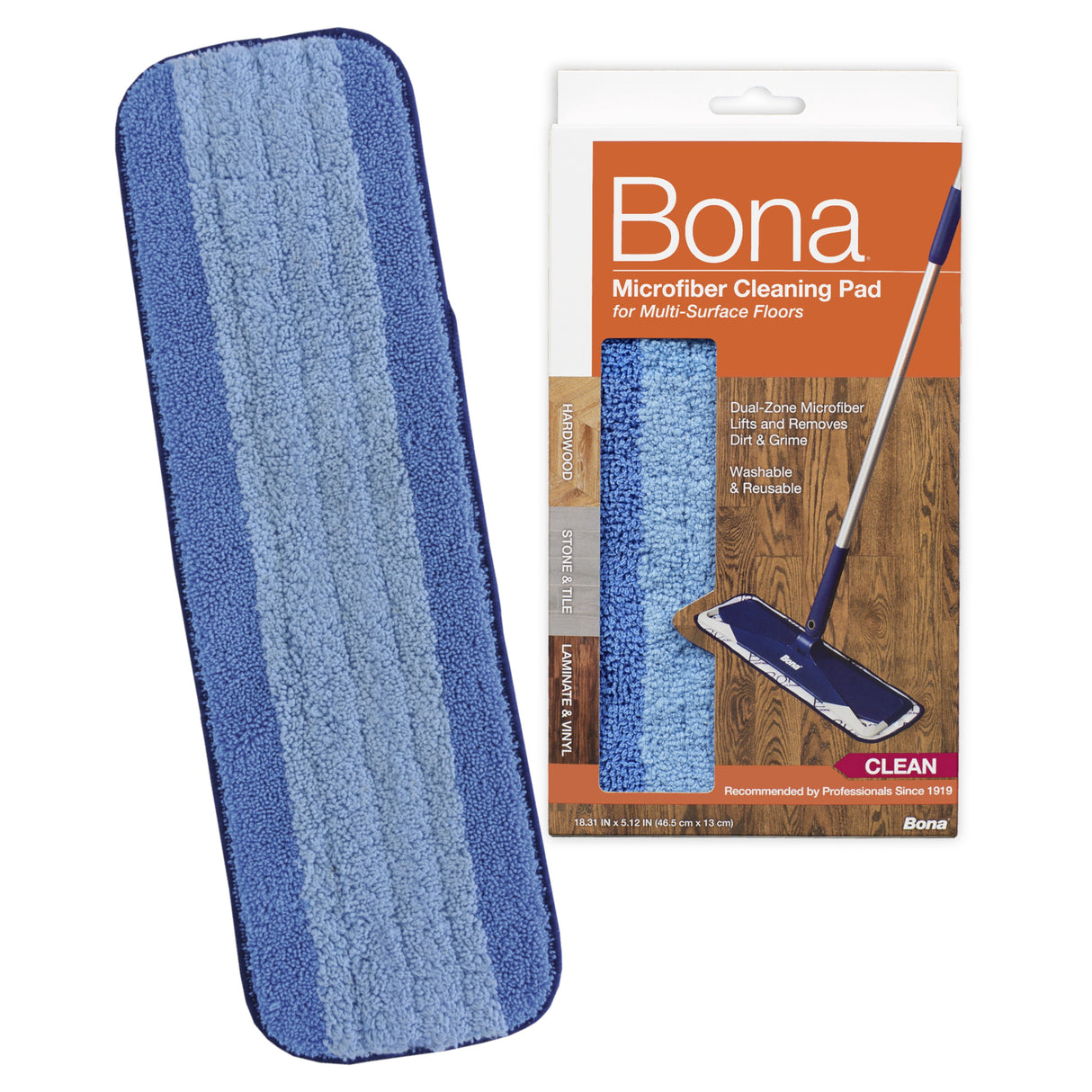 Bona Microplus 15 in. Flat Microfiber Deep Clean Pad 1 pk