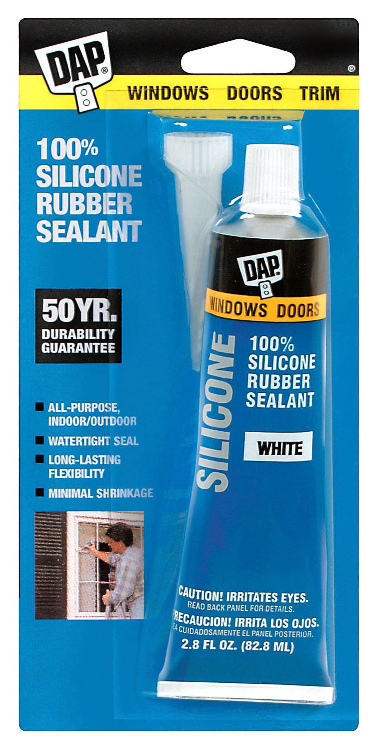 DAP White Silicone Rubber Door/Siding/ Window Sealant 2.8 oz
