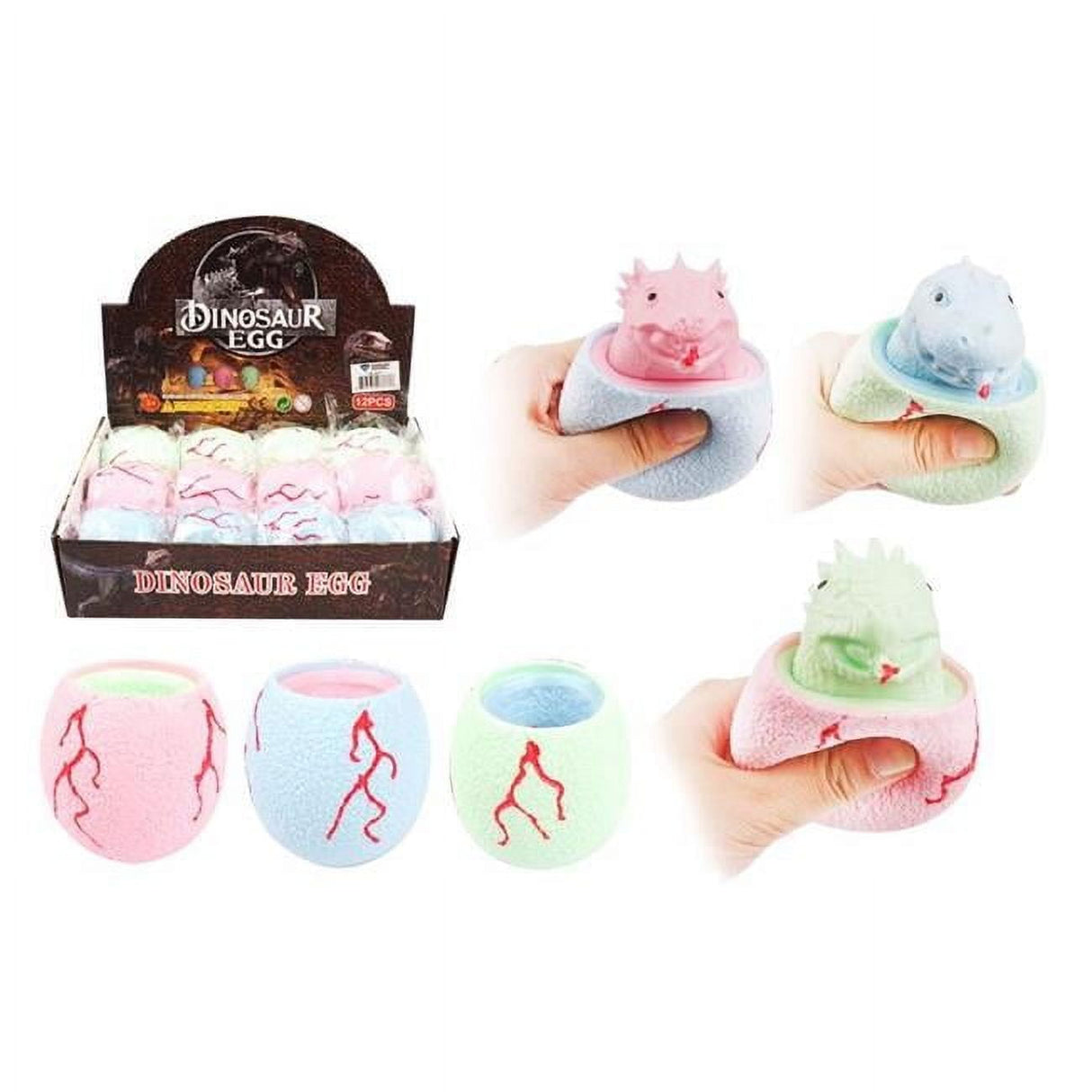 Diamond Visions Dinosaur Egg Pop-Up Squeeze Toy Silicone Assorted