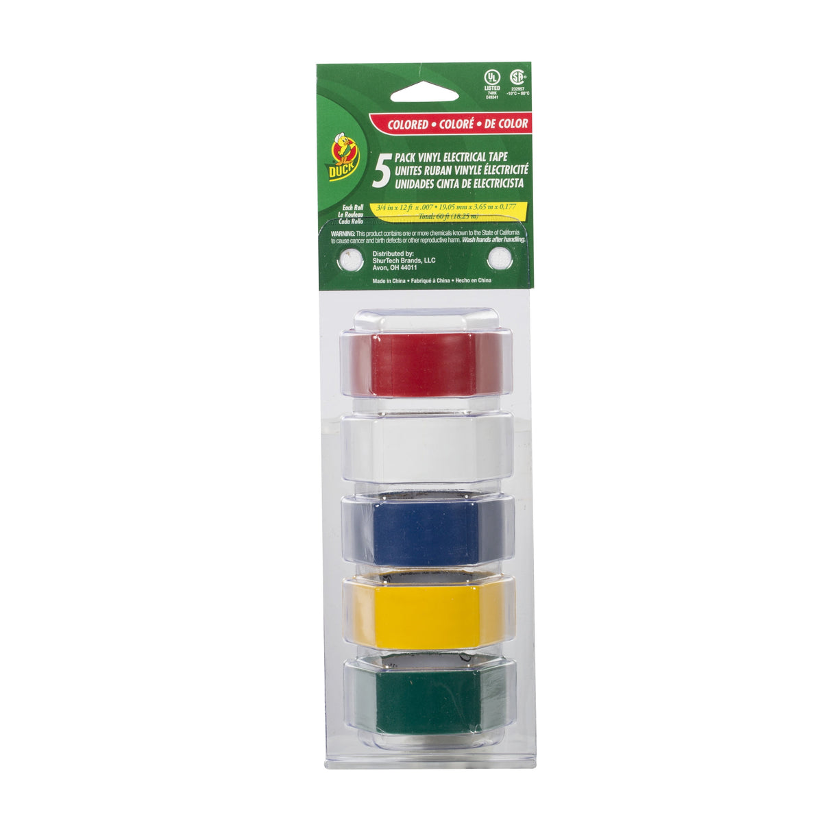 Duck 3/4 in. W X 12 ft. L Assorted Vinyl Electrical Tape