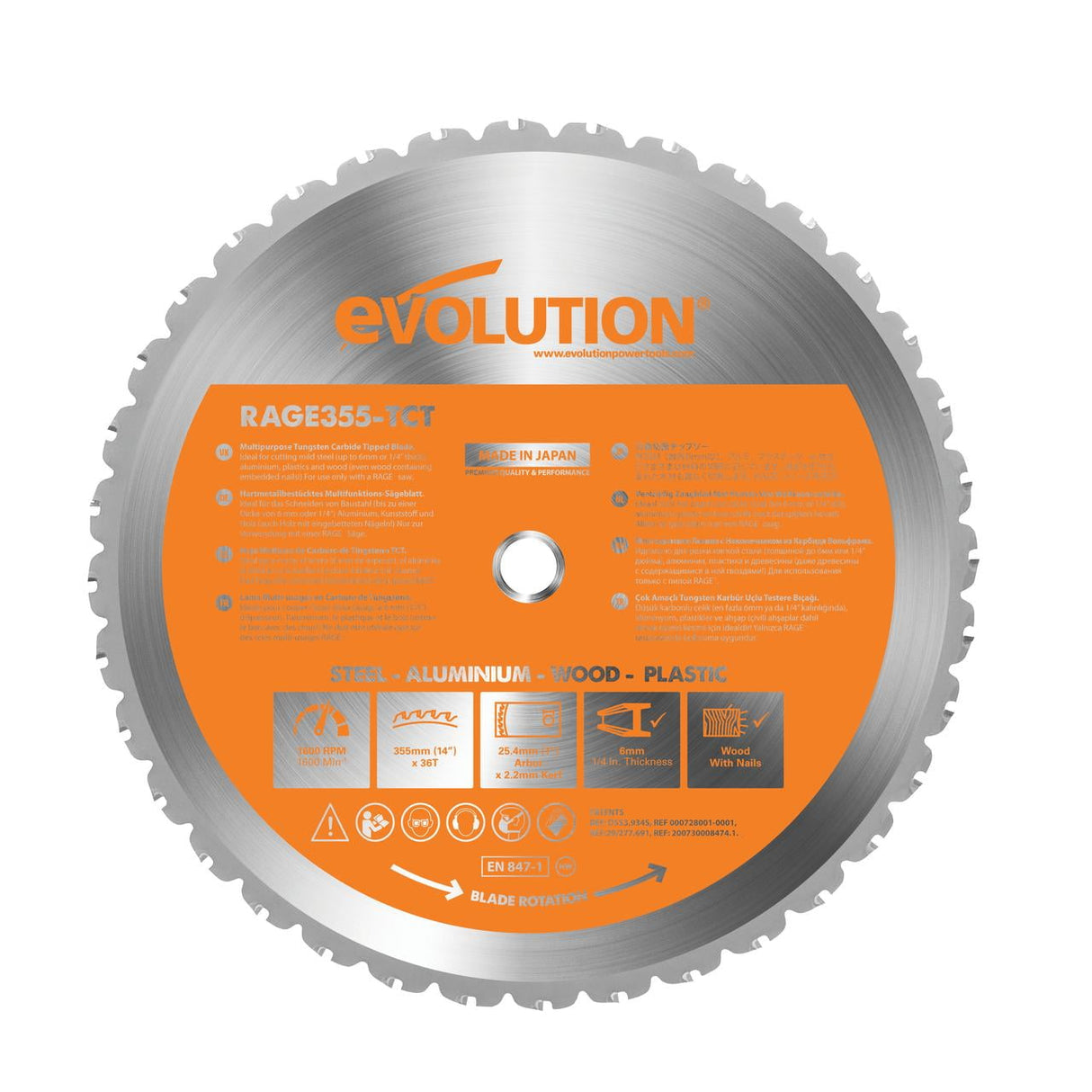 Evolution 14 in. D X 1 in. Rage 2 Carbide Tipped Steel Circular Saw Blade 36 teeth