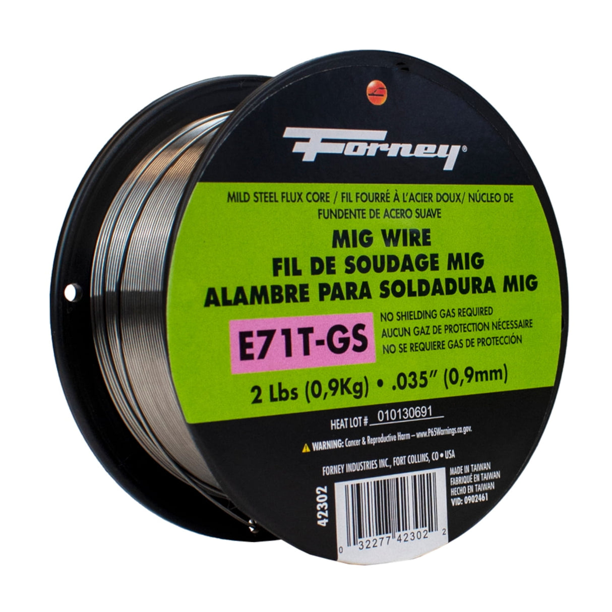 Forney E71T-GS 0.035 in. Mild Steel Flux Cored Wire 79000 psi 2 lb