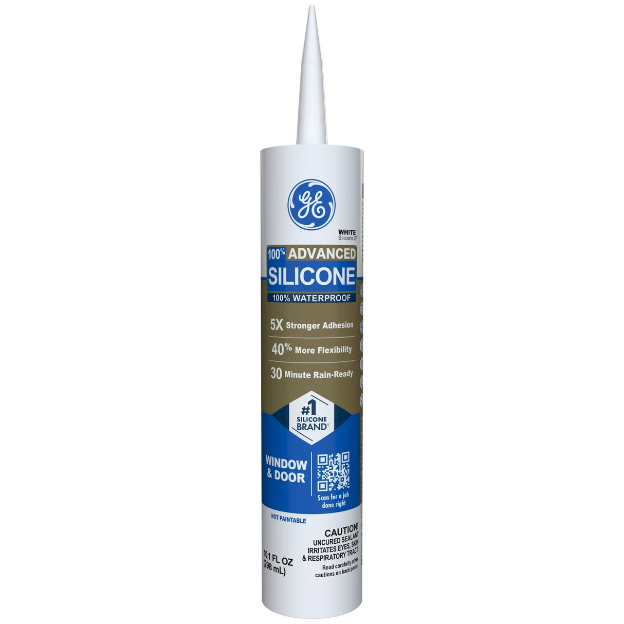 GE Advanced White Silicone 2 Window and Door Caulk Sealant 10.1 oz