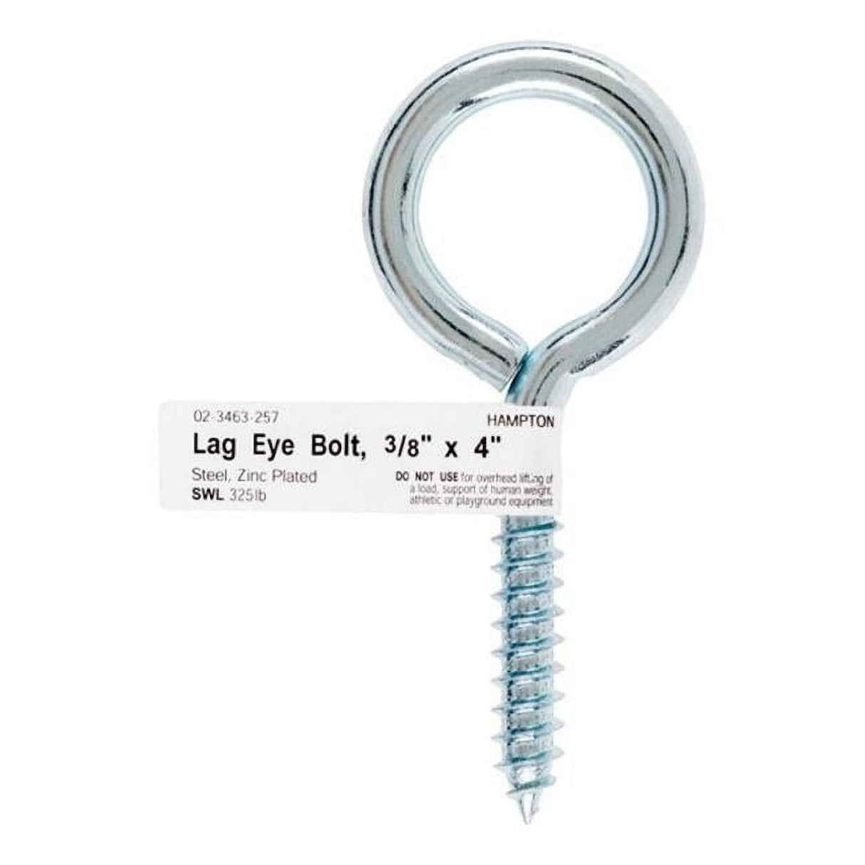 Hampton 3/8 in. X 4 in. L Zinc-Plated Steel Lag Thread Eyebolt