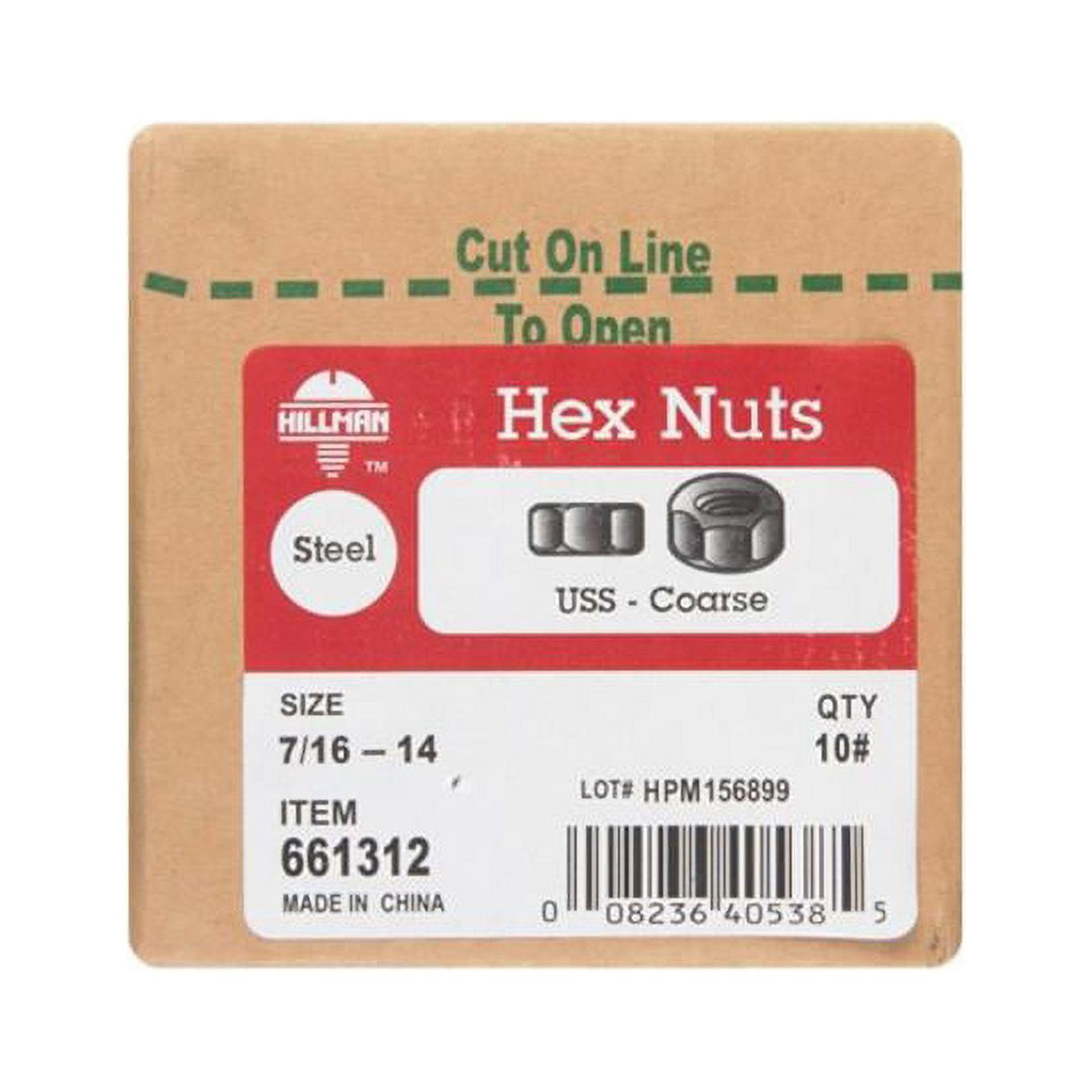 Hillman 7/16 in. Zinc-Plated Steel USS Hex Nut 352 pk