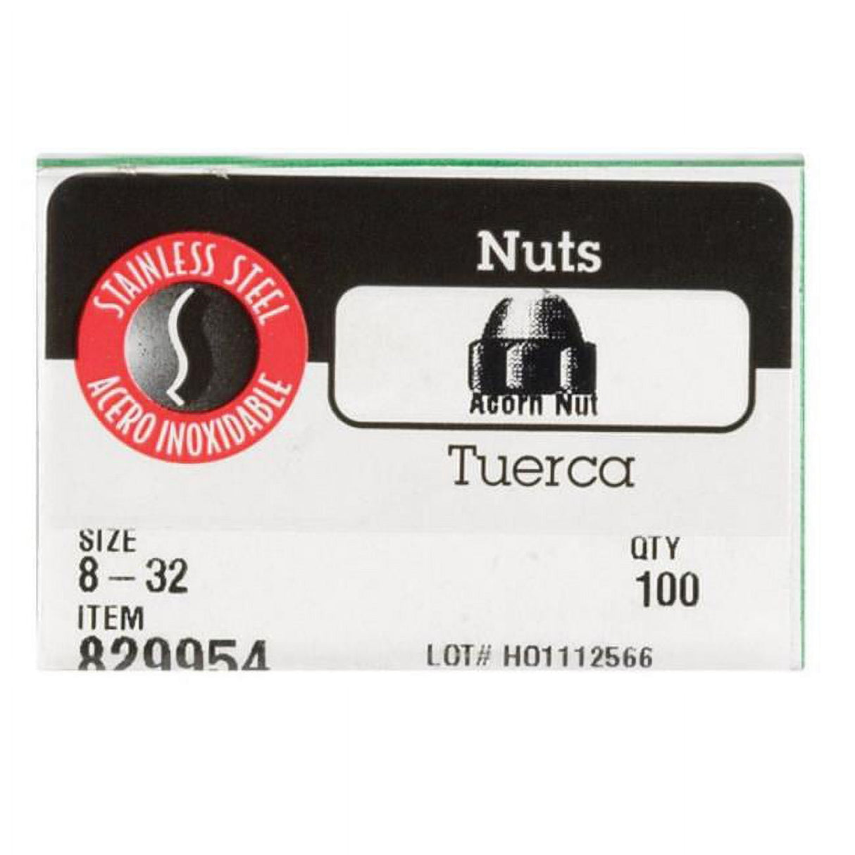 Hillman 8 in. Stainless Steel SAE Acorn Nut 100 pk