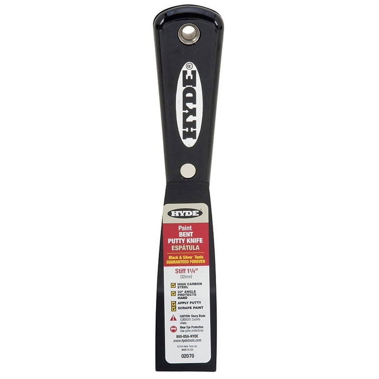 Hyde Black & Silver 1 1/4 in. W X 7 5/8 in. L High-Carbon Steel Bent Stiff Putty Knife