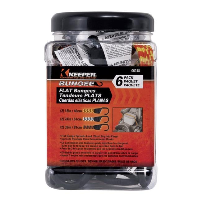 Keeper Assorted Flat Bungee Cord .0787 in. 6 pk