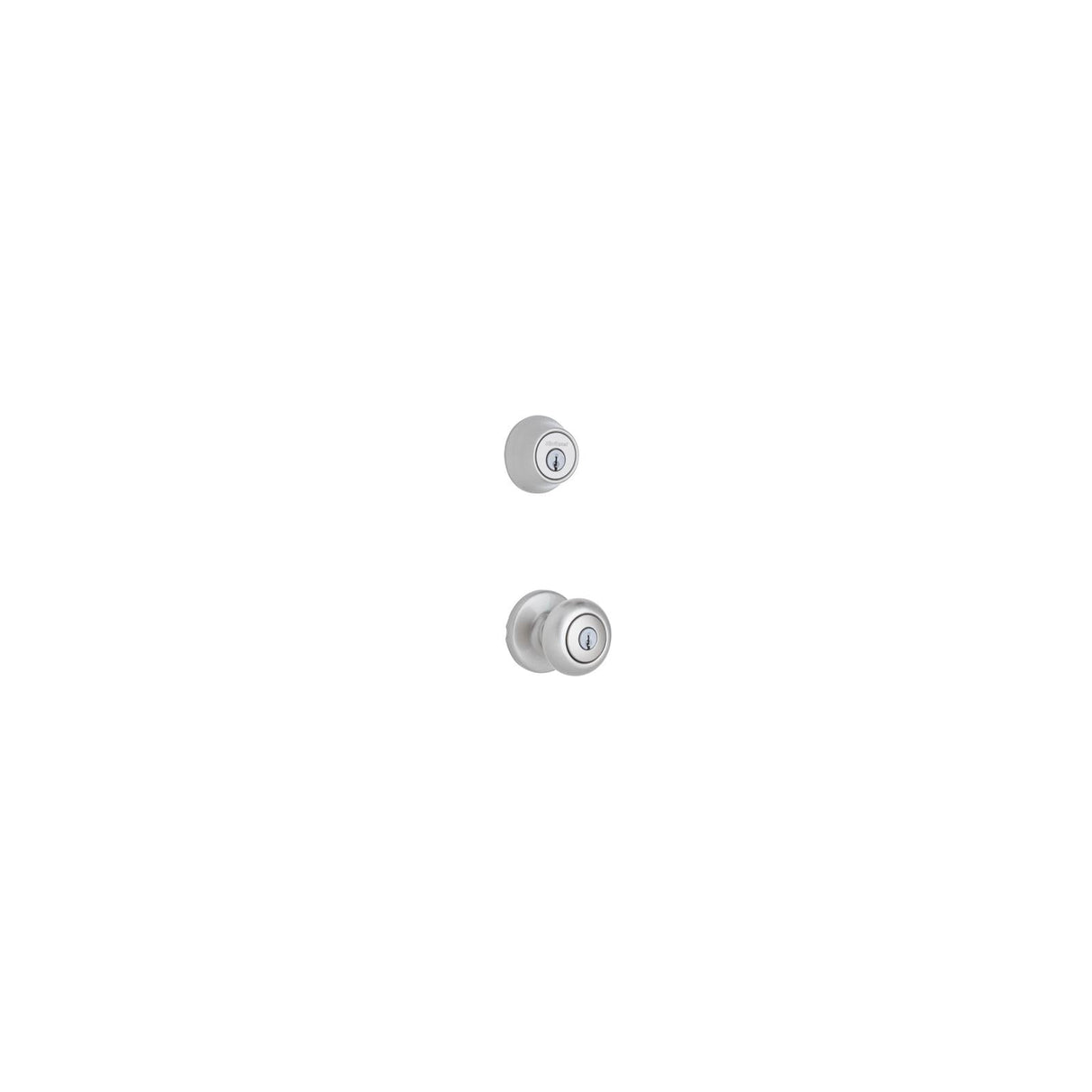 Kwikset SmartKey Security Classic Satin Nickel Entry Knob and Single Cylinder Deadbolt KW1 1-3/4 in.