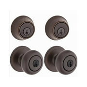 Kwikset SmartKey Security Classic Satin Nickel Entry Knob and Single Cylinder Deadbolt KW1 2-3/4 in.