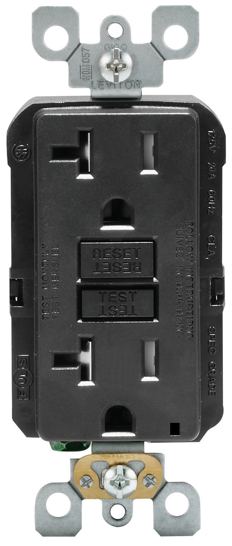 Leviton SmartlockPro 20 amps 125 V Duplex Black GFCI Outlet 5-20R 1 pk