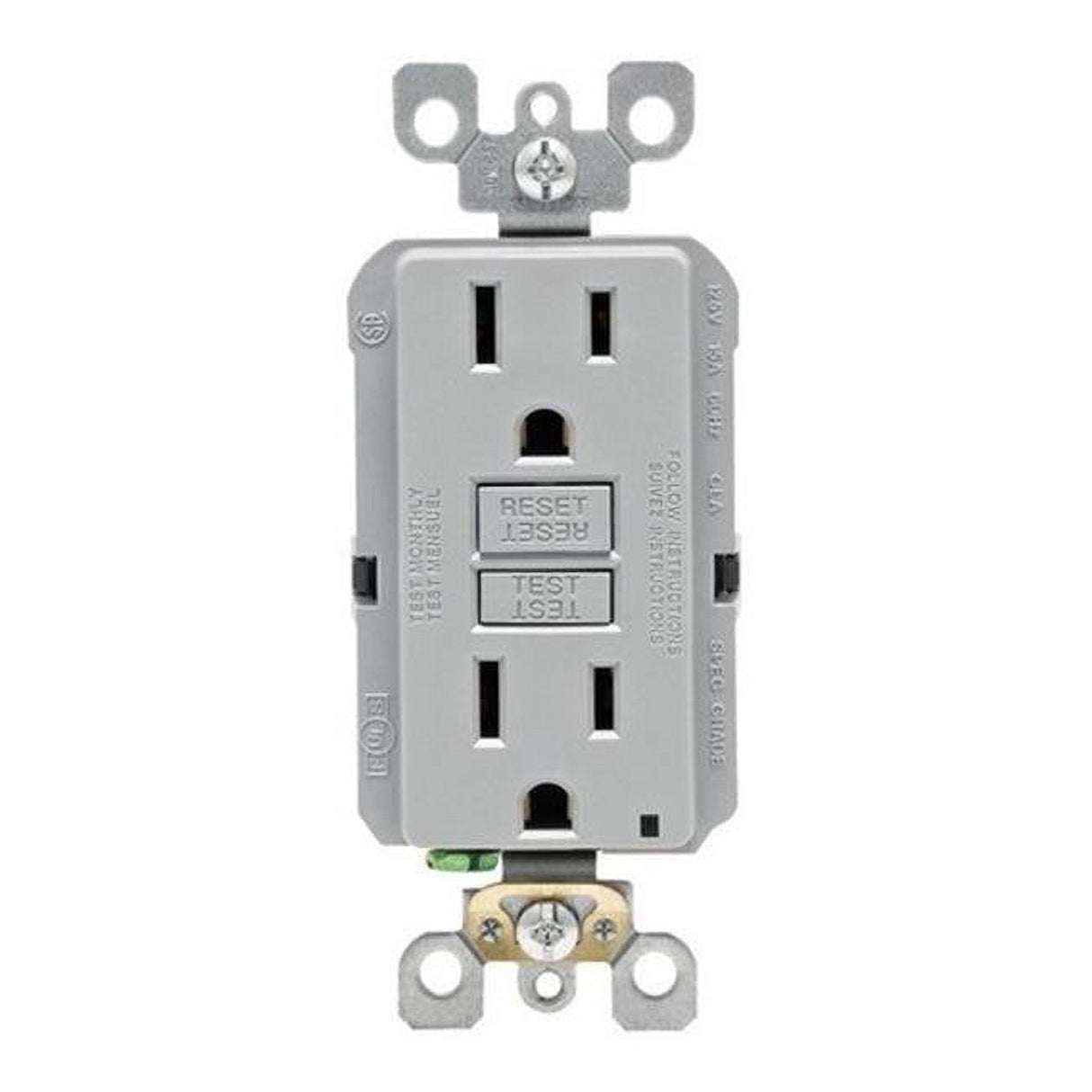 Leviton SmartlockPro 15 amps 125 V Gray GFCI Outlet 5-15R 1 pk